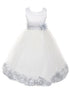 Girls Ivory With Sash Petal Flower Girl Dress, Sizes 2-14